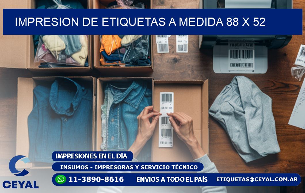 IMPRESION DE ETIQUETAS A MEDIDA 88 x 52