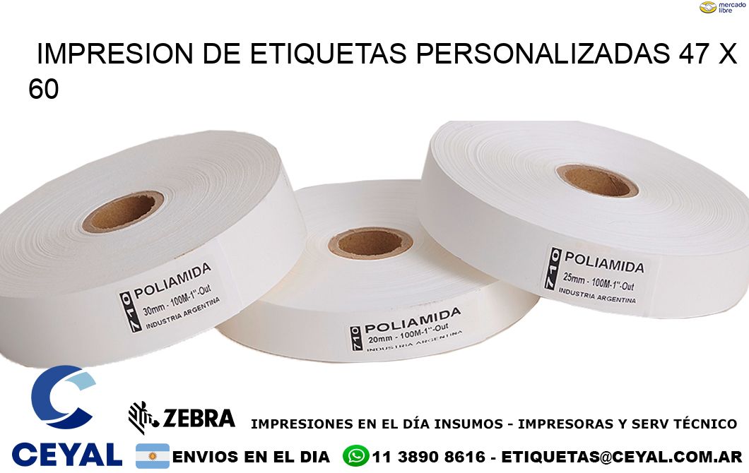IMPRESION DE ETIQUETAS PERSONALIZADAS 47 x 60