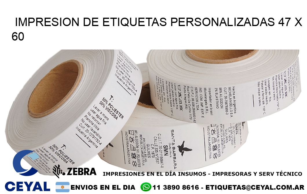 IMPRESION DE ETIQUETAS PERSONALIZADAS 47 x 60