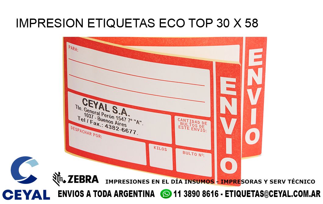 IMPRESION ETIQUETAS ECO TOP 30 x 58