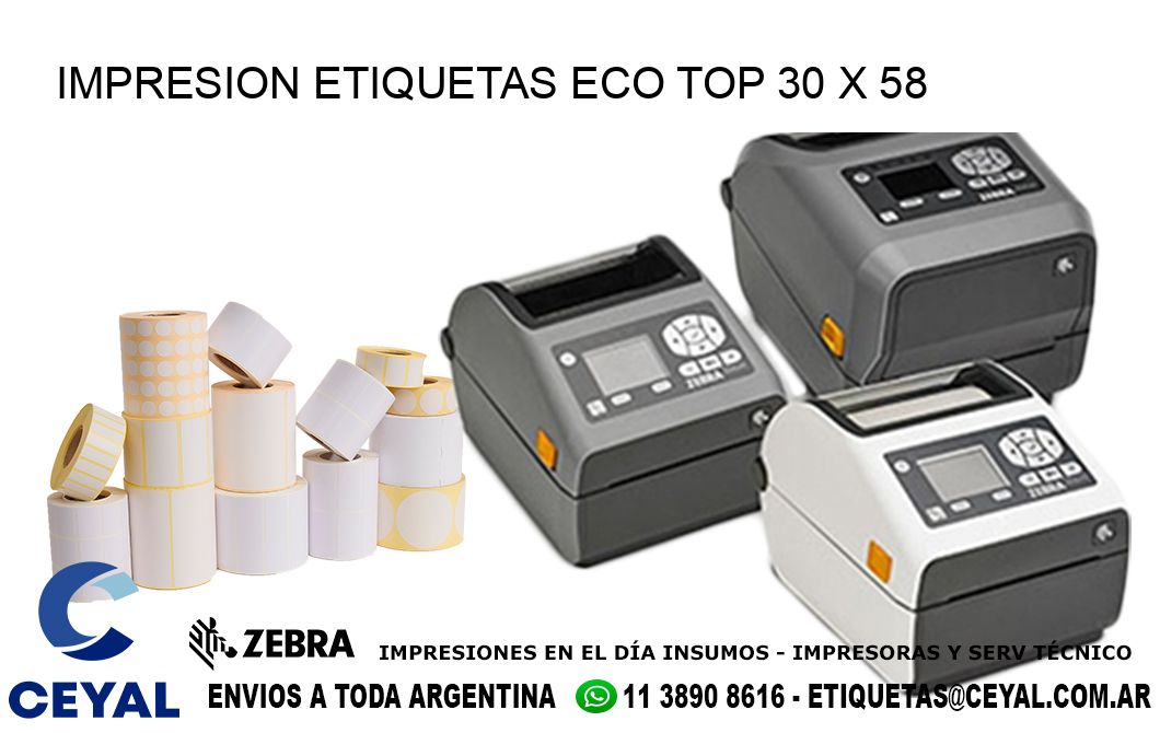 IMPRESION ETIQUETAS ECO TOP 30 x 58