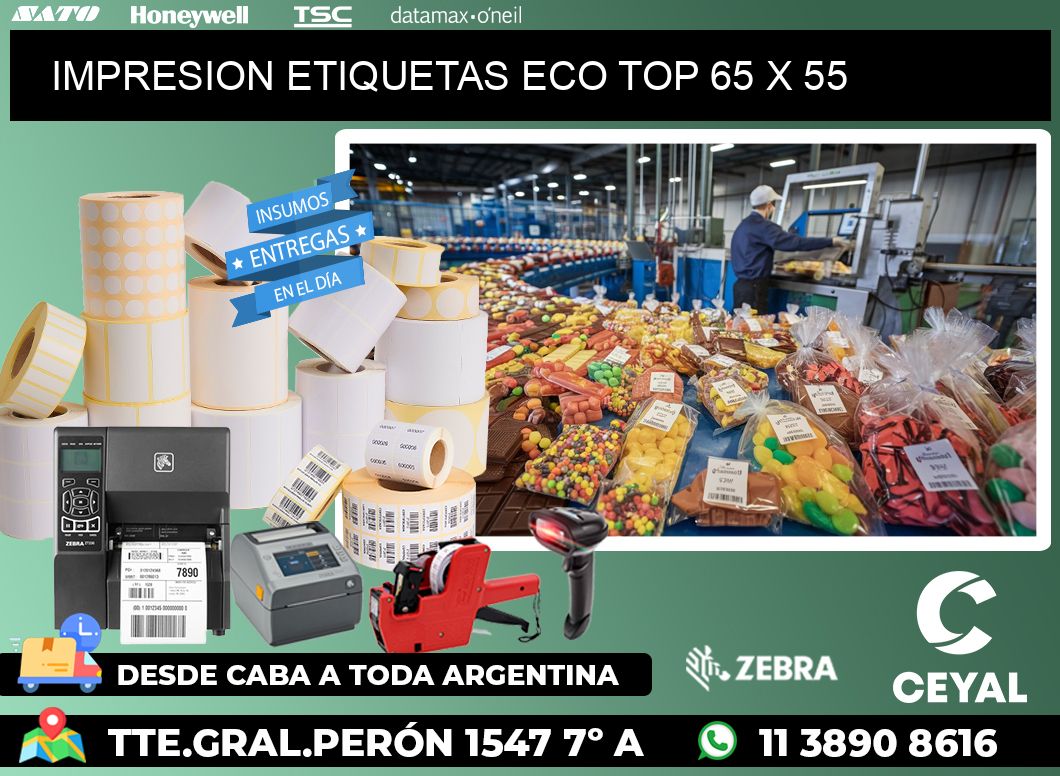 IMPRESION ETIQUETAS ECO TOP 65 x 55