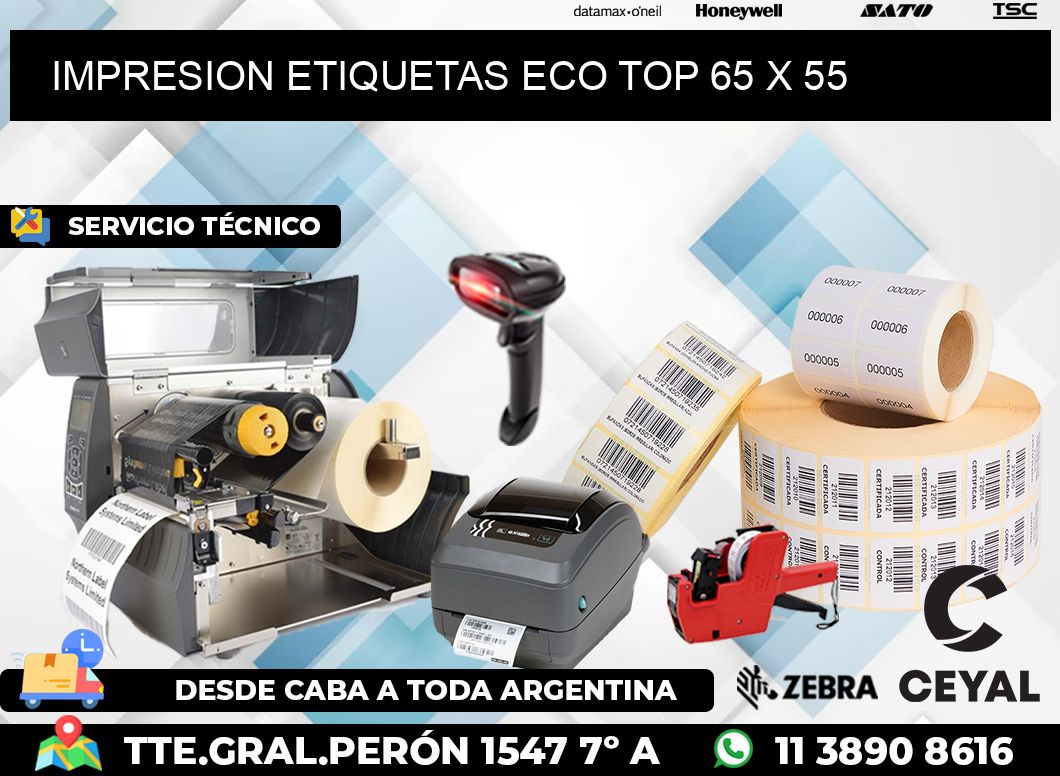 IMPRESION ETIQUETAS ECO TOP 65 x 55