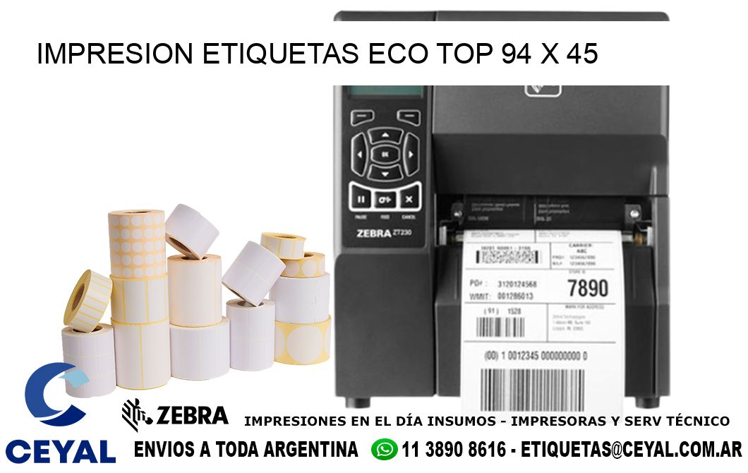 IMPRESION ETIQUETAS ECO TOP 94 x 45