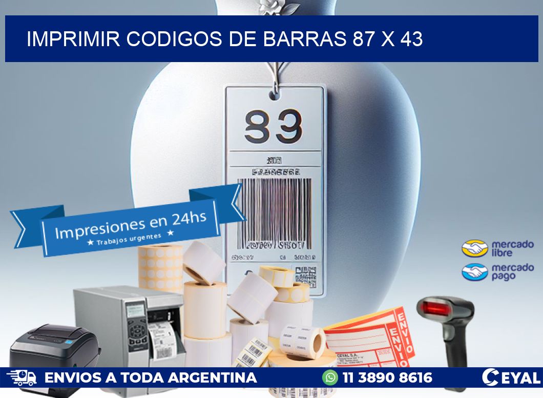 IMPRIMIR CODIGOS DE BARRAS 87 x 43