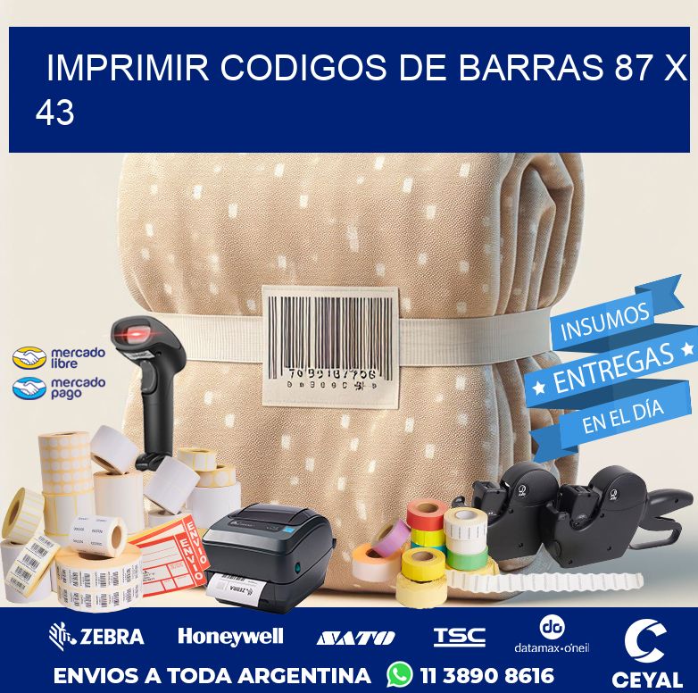 IMPRIMIR CODIGOS DE BARRAS 87 x 43