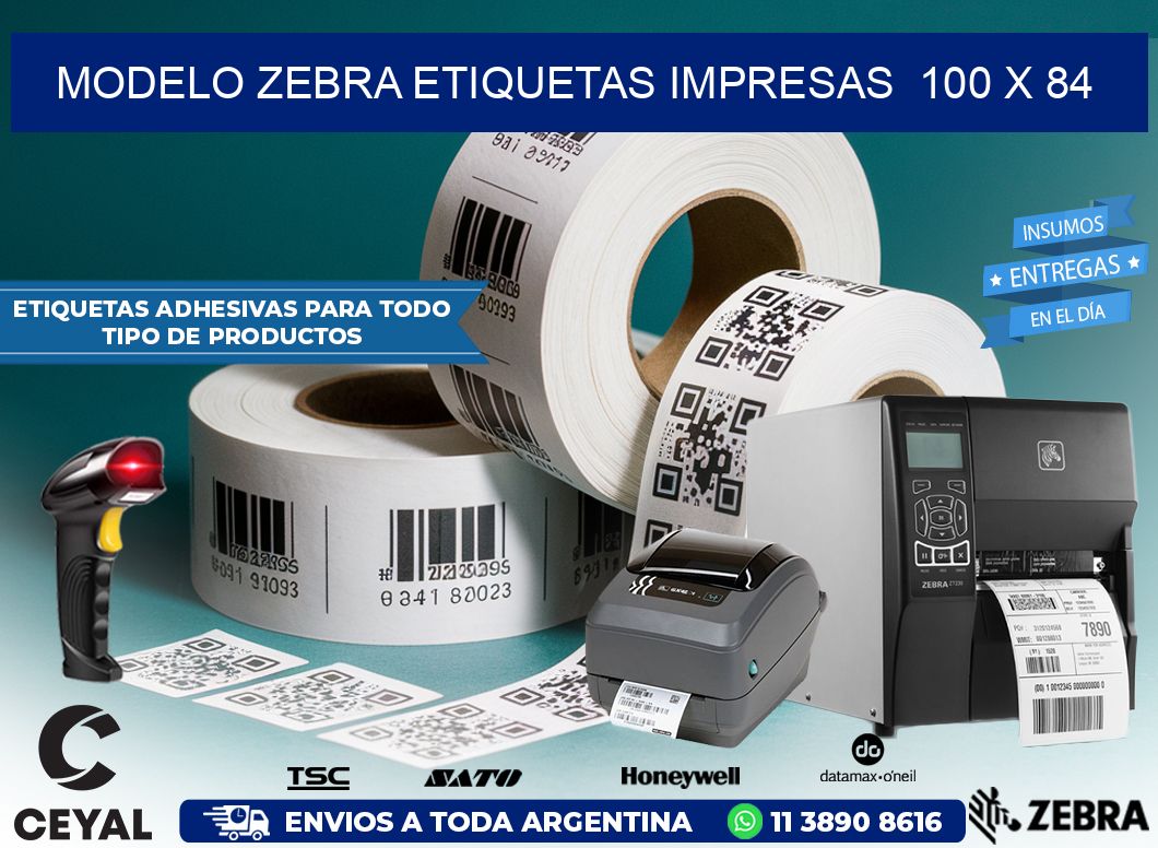 MODELO ZEBRA ETIQUETAS IMPRESAS  100 x 84