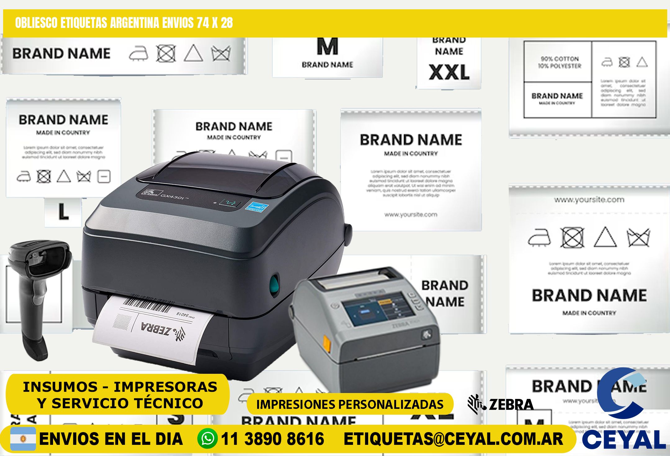 OBLIESCO ETIQUETAS ARGENTINA ENVIOS 74 x 28