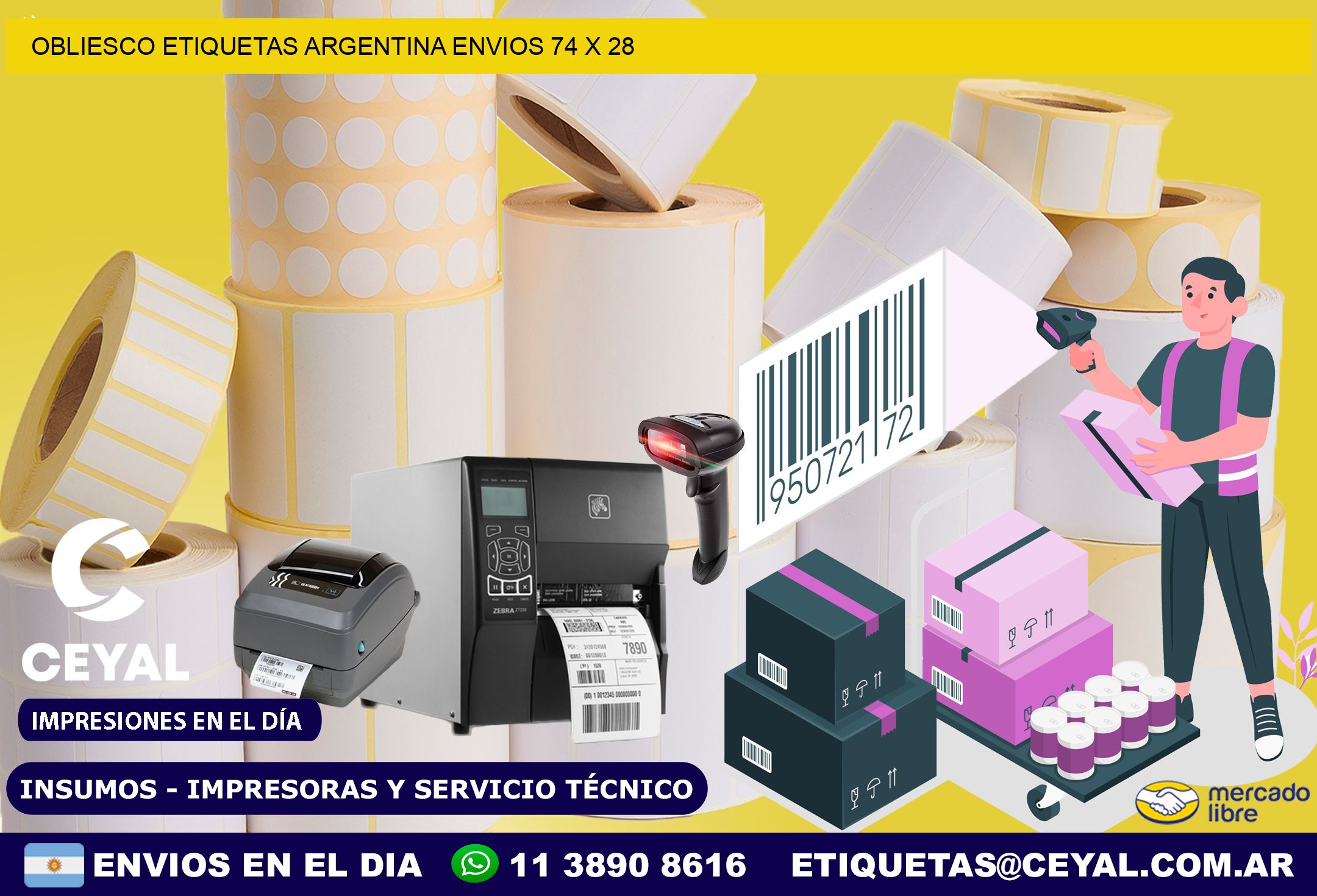 OBLIESCO ETIQUETAS ARGENTINA ENVIOS 74 x 28