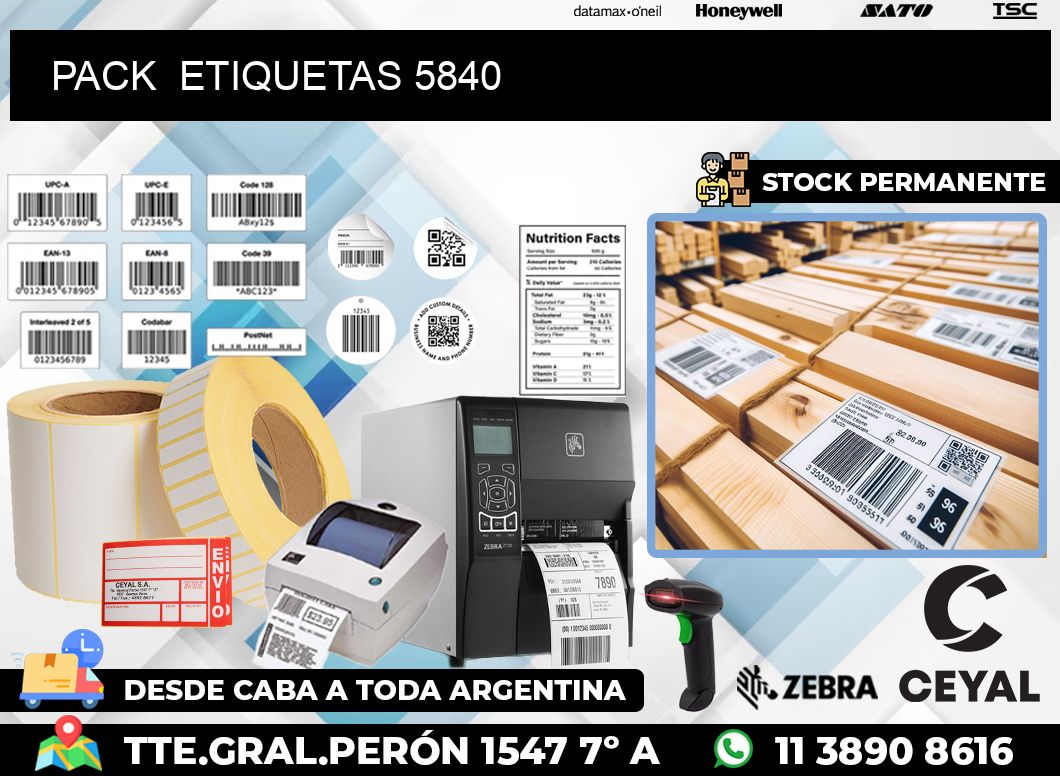 PACK  ETIQUETAS 5840