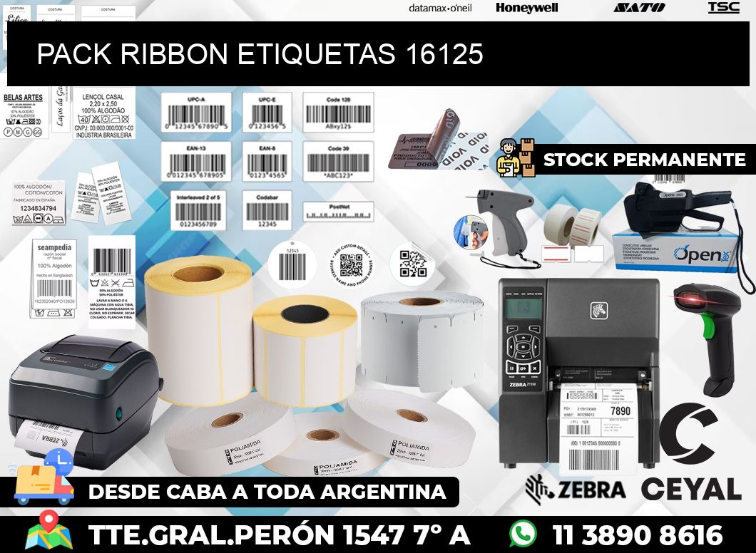 PACK RIBBON ETIQUETAS 16125
