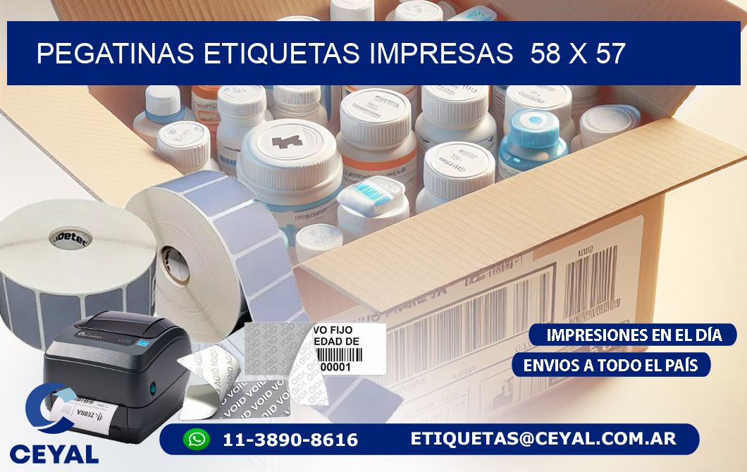 PEGATINAS ETIQUETAS IMPRESAS  58 x 57