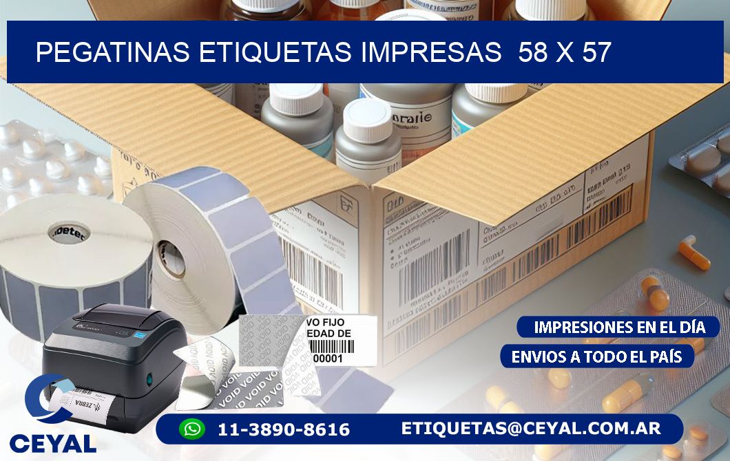 PEGATINAS ETIQUETAS IMPRESAS  58 x 57