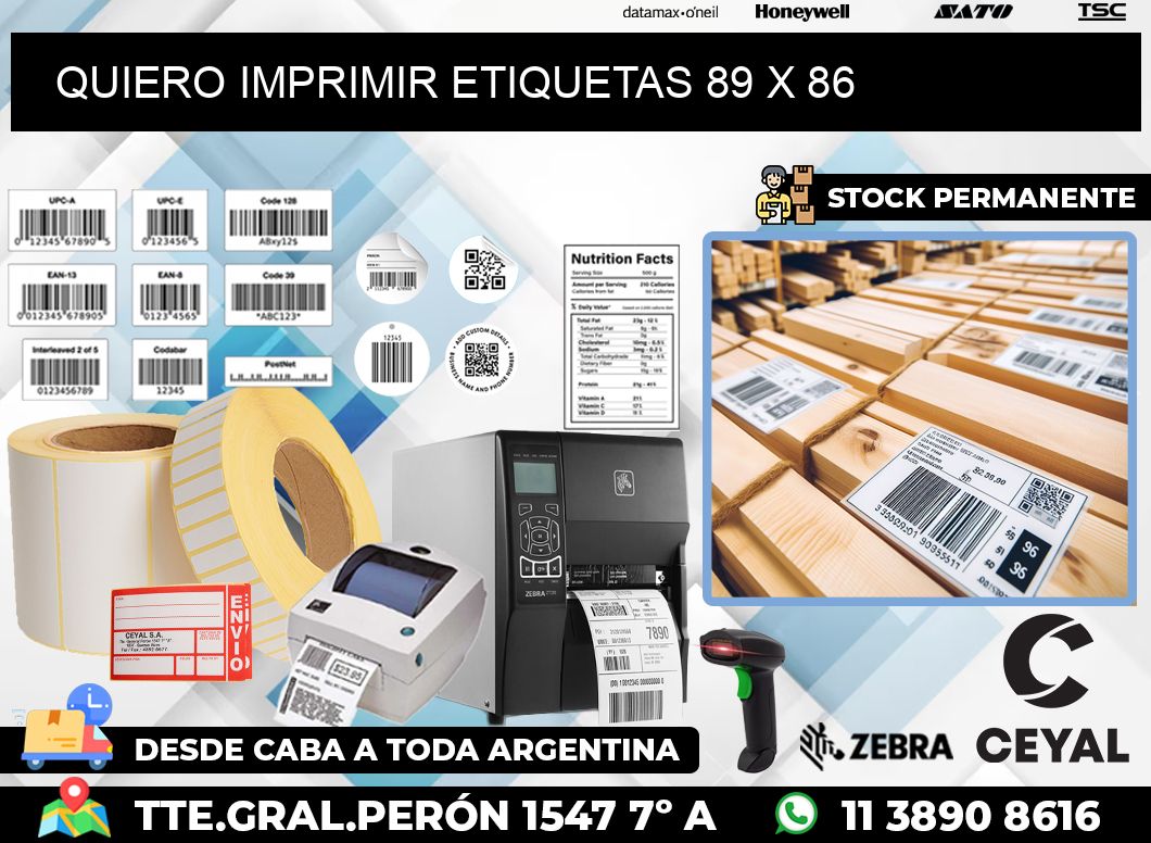 QUIERO IMPRIMIR ETIQUETAS 89 x 86