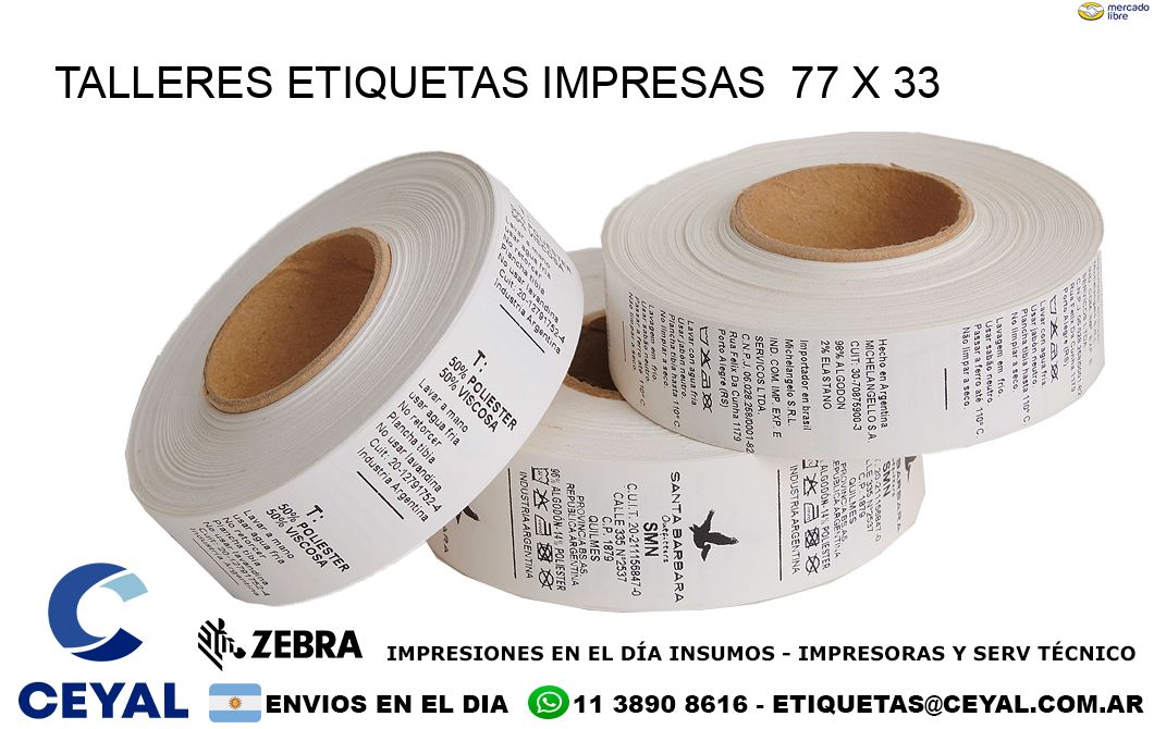 TALLERES ETIQUETAS IMPRESAS  77 x 33