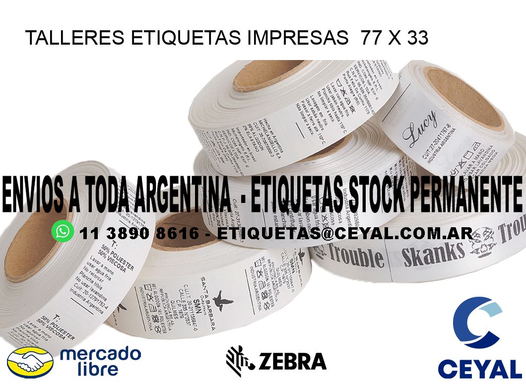 TALLERES ETIQUETAS IMPRESAS  77 x 33