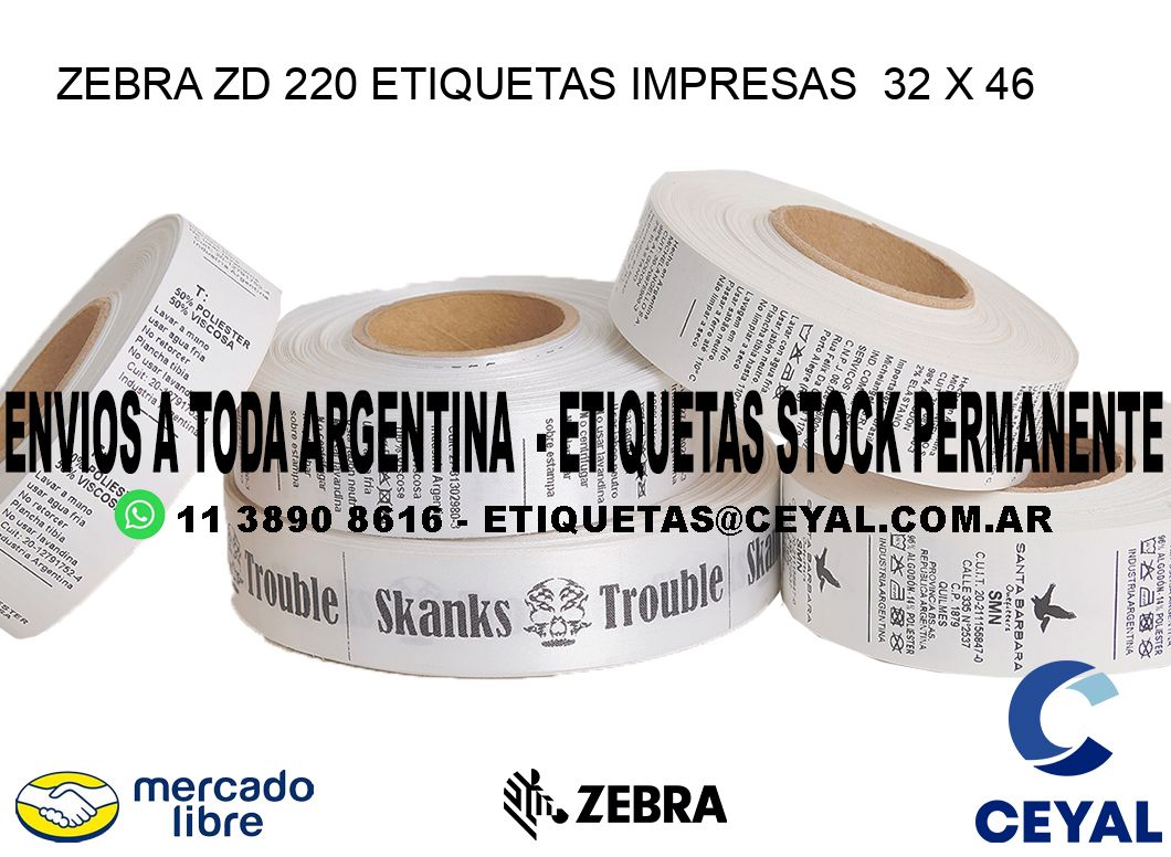 ZEBRA ZD 220 ETIQUETAS IMPRESAS  32 x 46