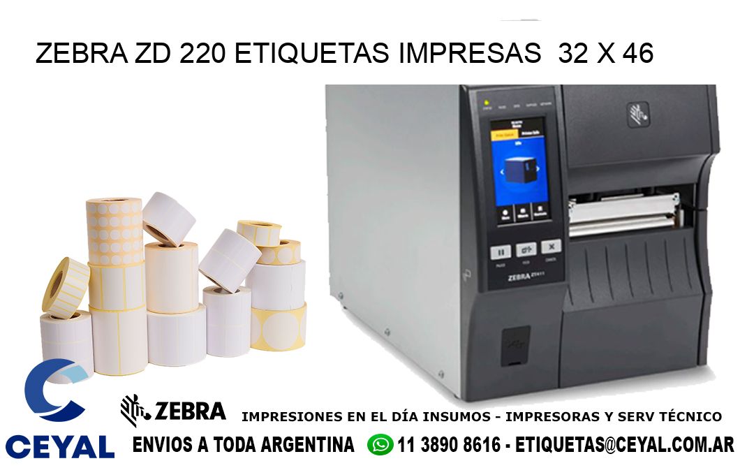 ZEBRA ZD 220 ETIQUETAS IMPRESAS  32 x 46