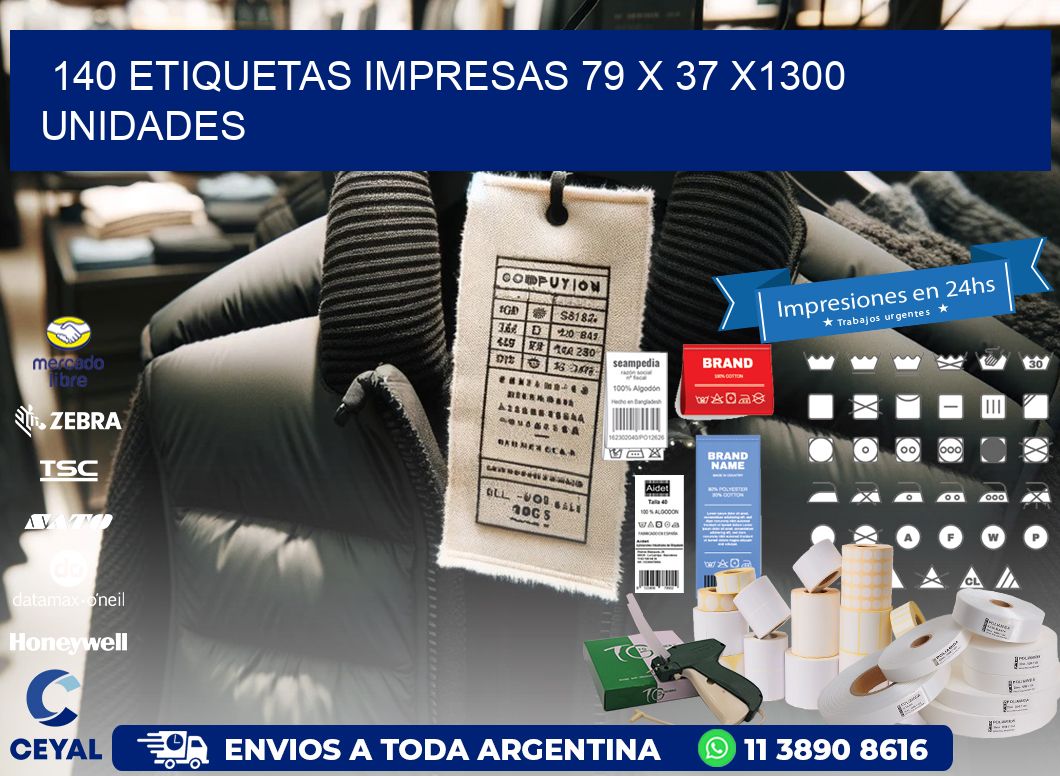 140 ETIQUETAS IMPRESAS 79 x 37 X1300 UNIDADES