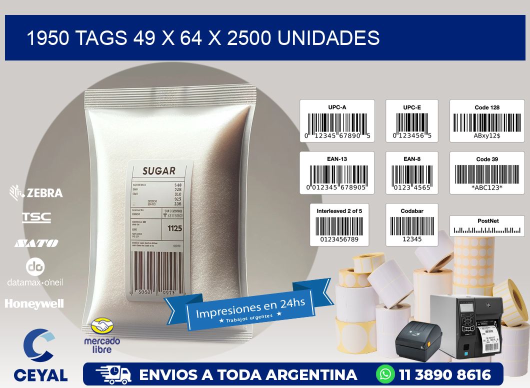 1950 TAGS 49 x 64 X 2500 UNIDADES