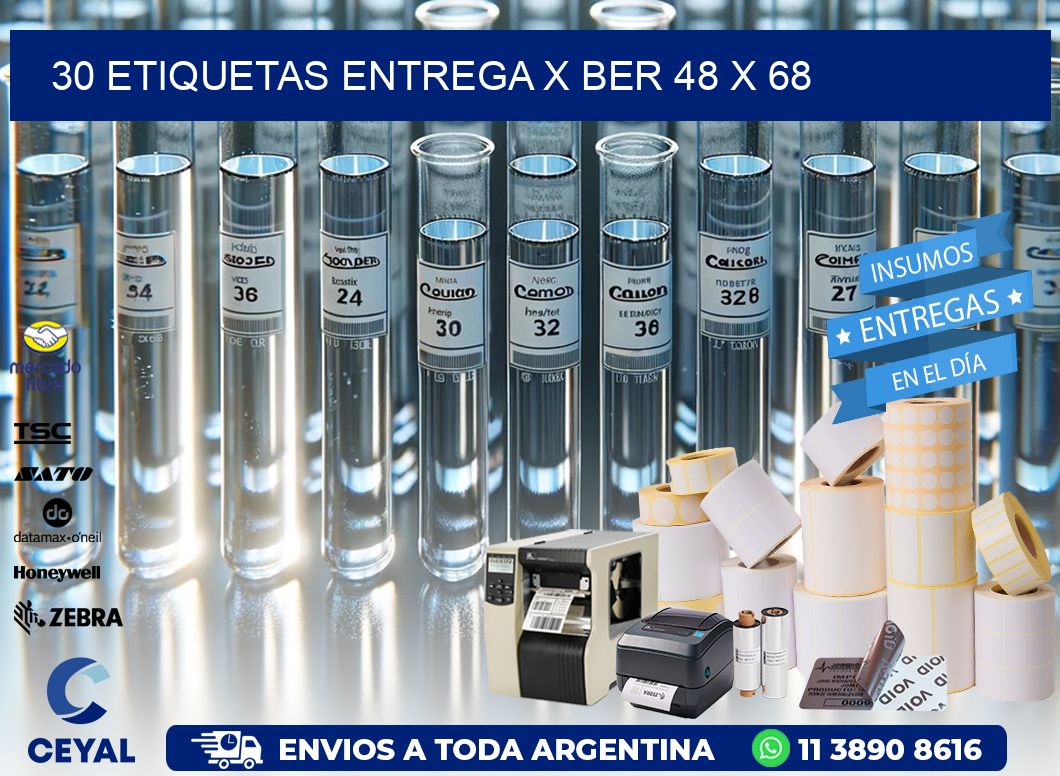 30 ETIQUETAS ENTREGA X BER 48 x 68