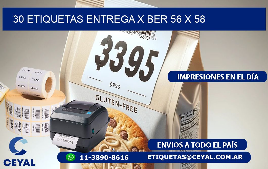 30 ETIQUETAS ENTREGA X BER 56 x 58