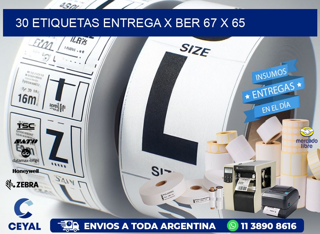 30 ETIQUETAS ENTREGA X BER 67 x 65