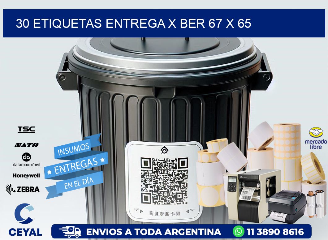 30 ETIQUETAS ENTREGA X BER 67 x 65