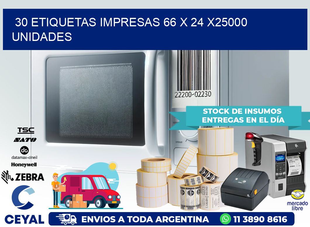 30 ETIQUETAS IMPRESAS 66 x 24 X25000 UNIDADES