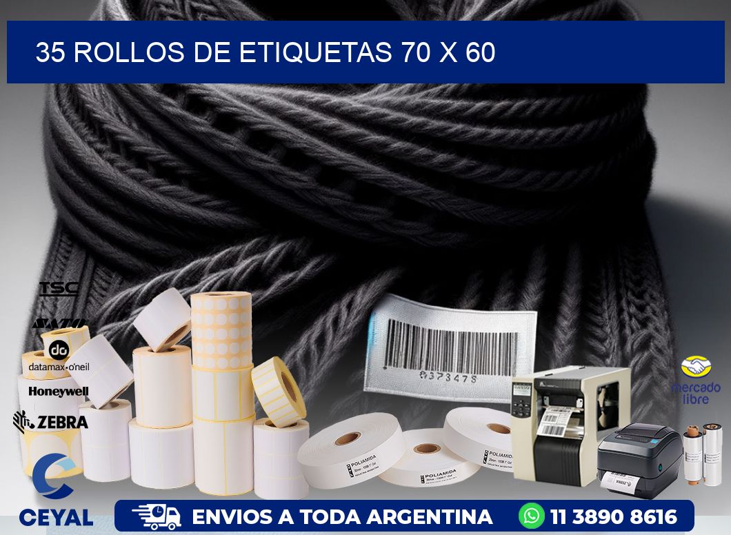 35 ROLLOS DE ETIQUETAS 70 x 60