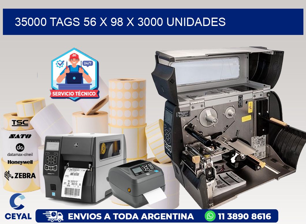 35000 TAGS 56 x 98 X 3000 UNIDADES