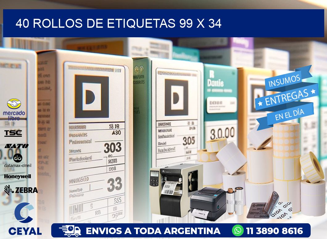 40 ROLLOS DE ETIQUETAS 99 x 34