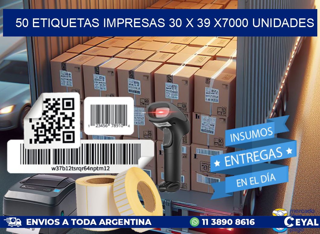 50 ETIQUETAS IMPRESAS 30 x 39 X7000 UNIDADES