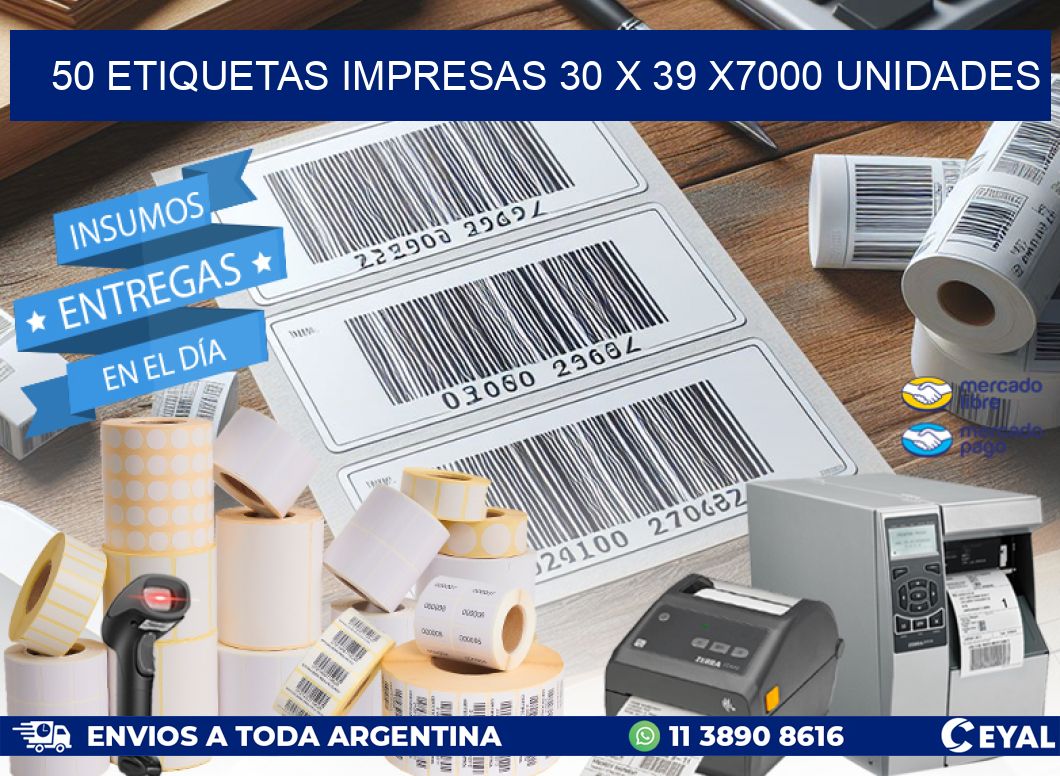 50 ETIQUETAS IMPRESAS 30 x 39 X7000 UNIDADES