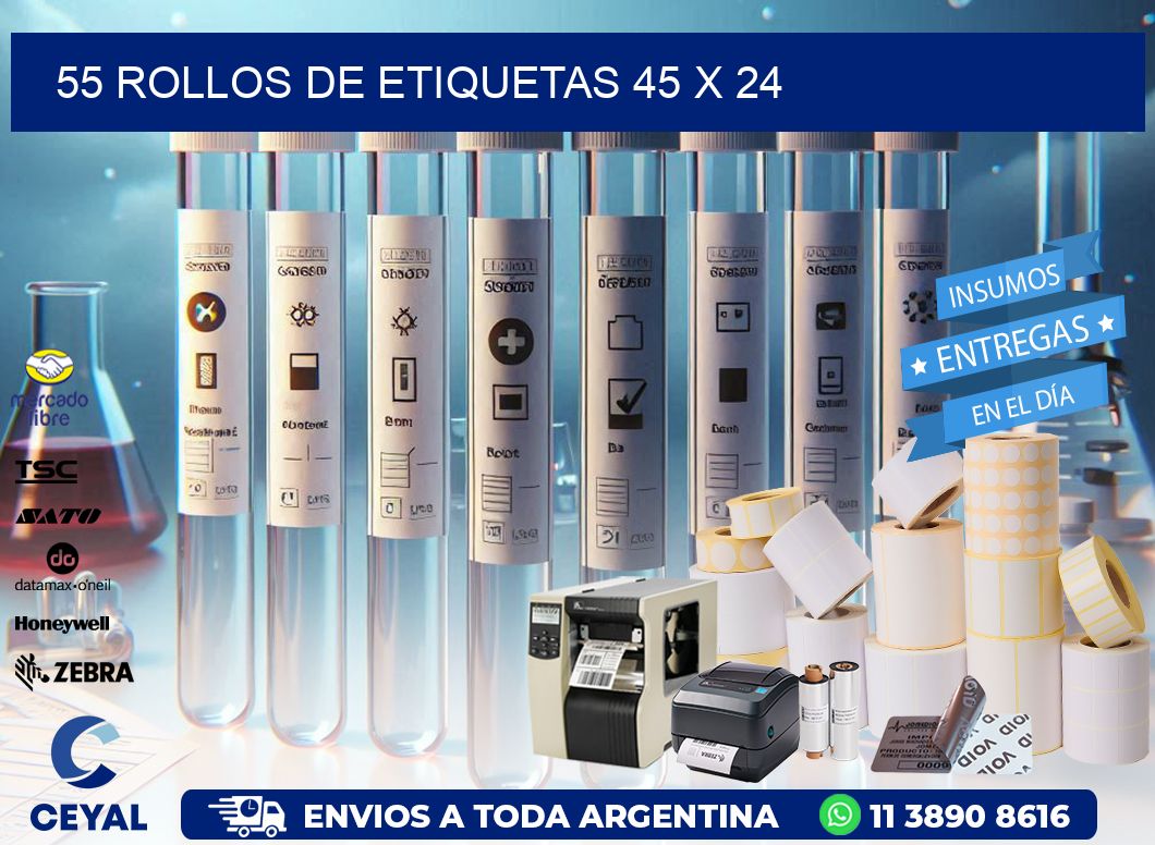 55 ROLLOS DE ETIQUETAS 45 x 24