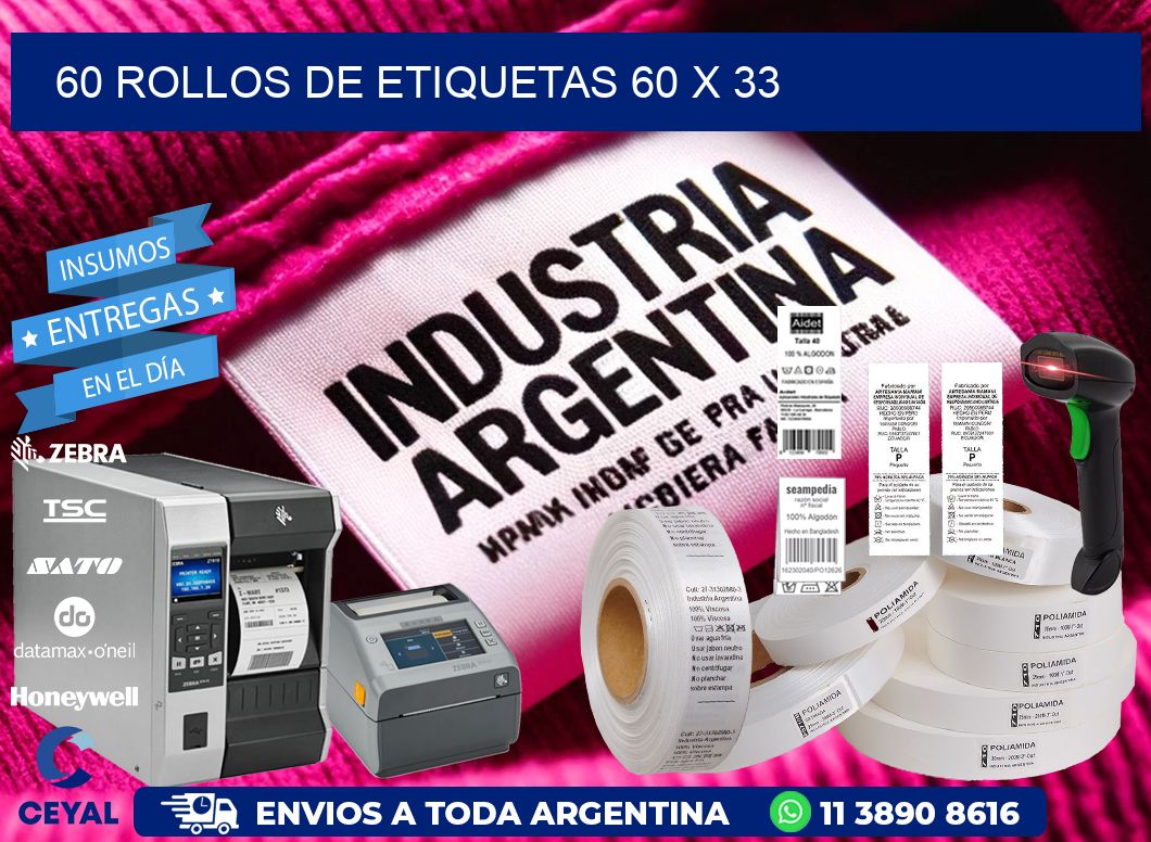60 ROLLOS DE ETIQUETAS 60 x 33