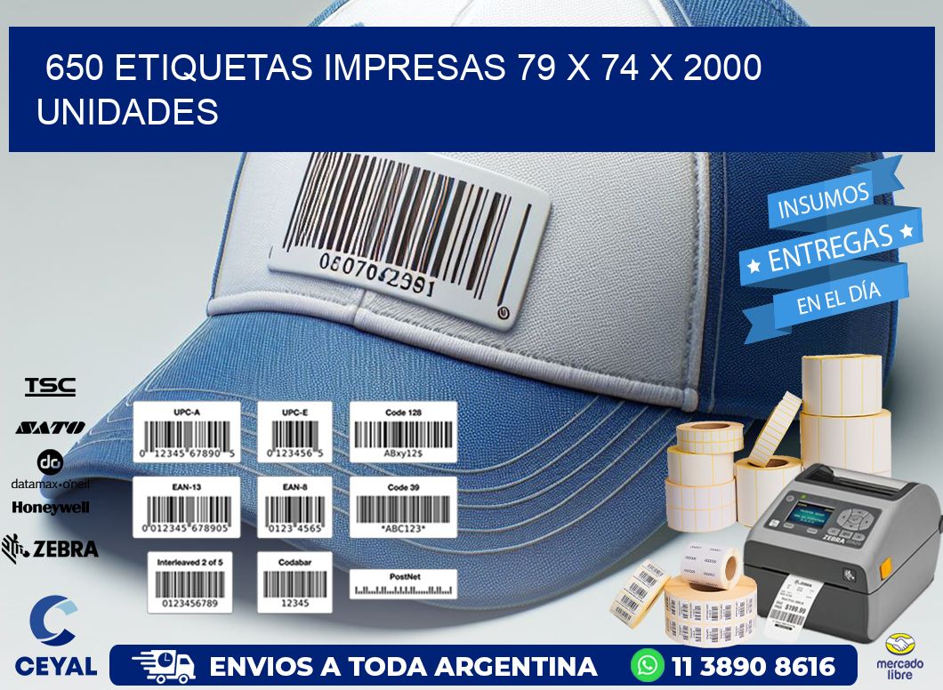 650 ETIQUETAS IMPRESAS 79 x 74 X 2000 UNIDADES