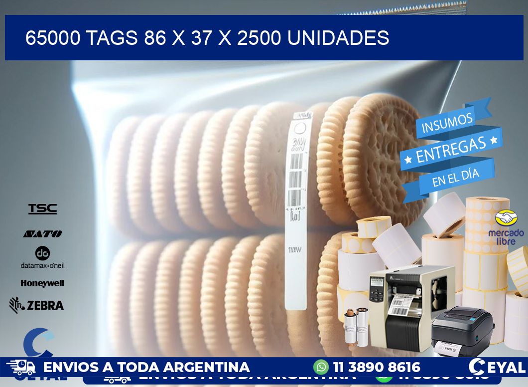 65000 TAGS 86 x 37 X 2500 UNIDADES