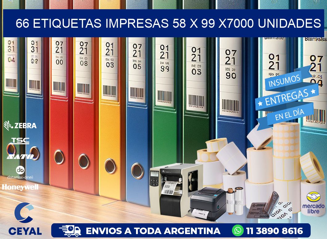 66 ETIQUETAS IMPRESAS 58 x 99 X7000 UNIDADES