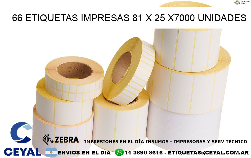 66 ETIQUETAS IMPRESAS 81 x 25 X7000 UNIDADES