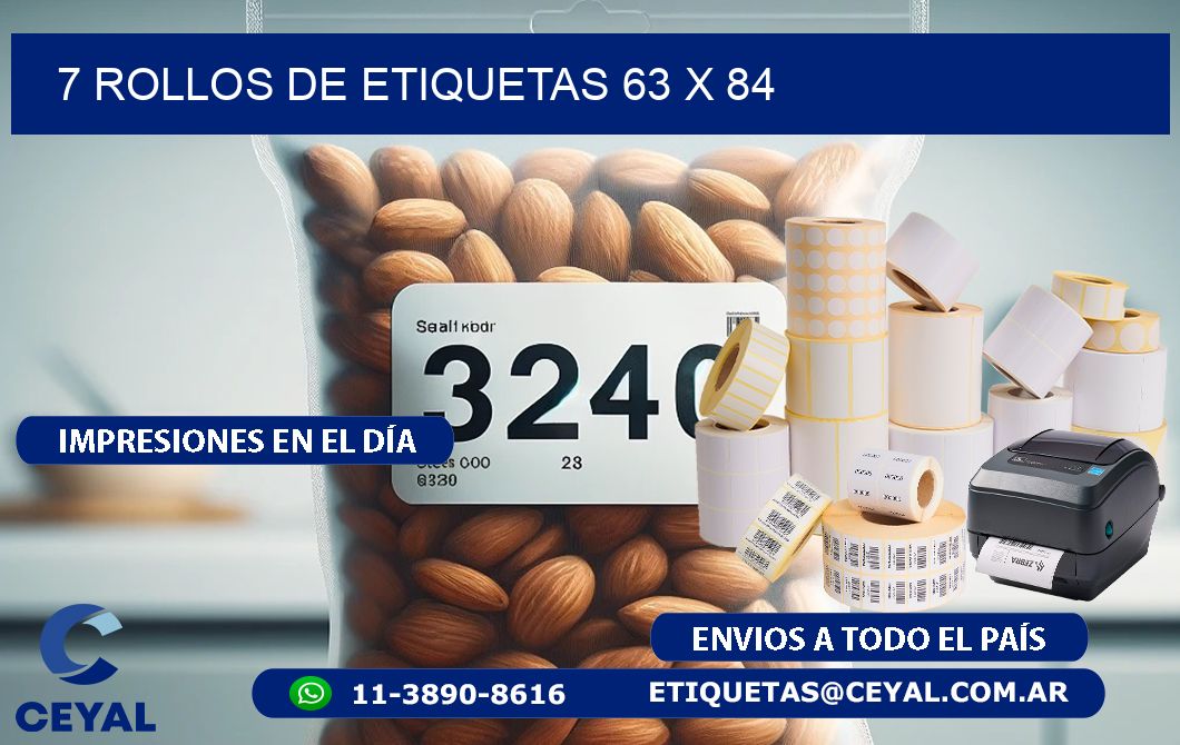 7 ROLLOS DE ETIQUETAS 63 x 84