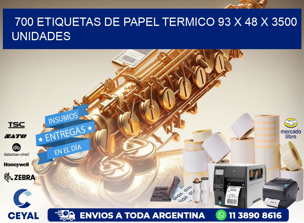 700 ETIQUETAS DE PAPEL TERMICO 93 x 48 X 3500 UNIDADES