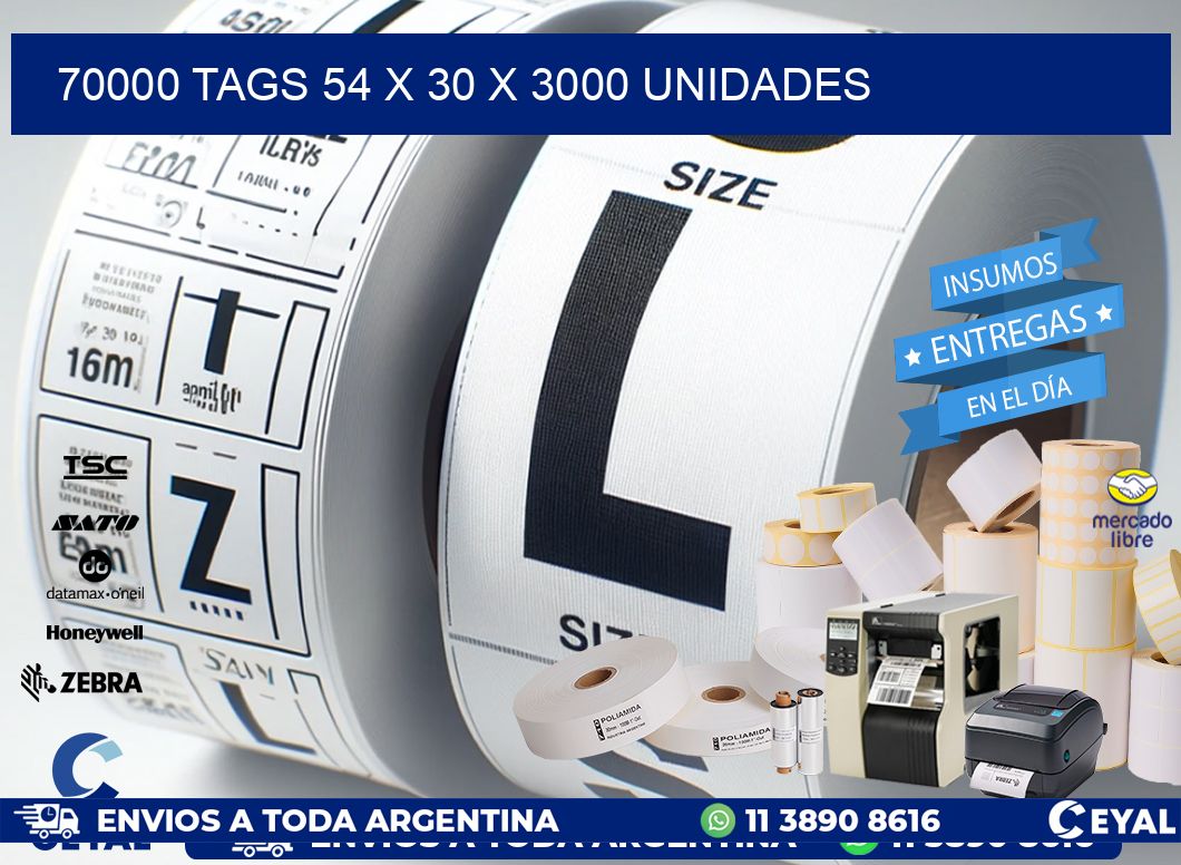 70000 TAGS 54 x 30 X 3000 UNIDADES