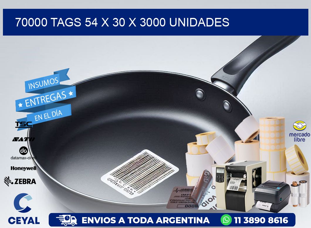 70000 TAGS 54 x 30 X 3000 UNIDADES