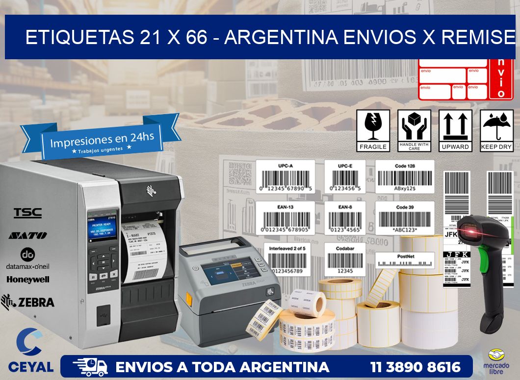 ETIQUETAS 21 x 66 - ARGENTINA ENVIOS X REMISE