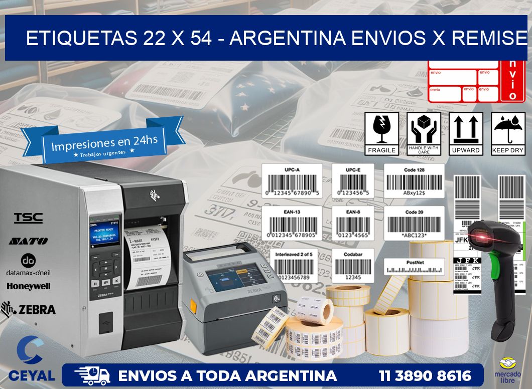 ETIQUETAS 22 x 54 - ARGENTINA ENVIOS X REMISE