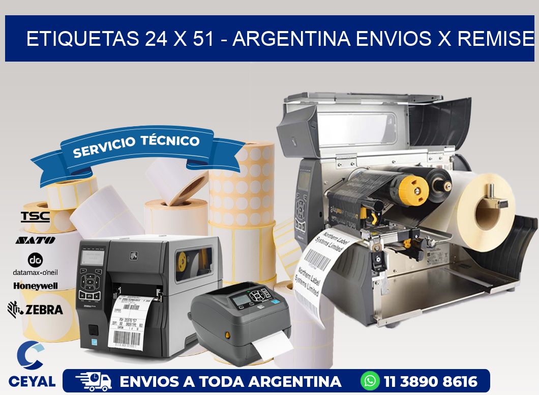 ETIQUETAS 24 x 51 - ARGENTINA ENVIOS X REMISE