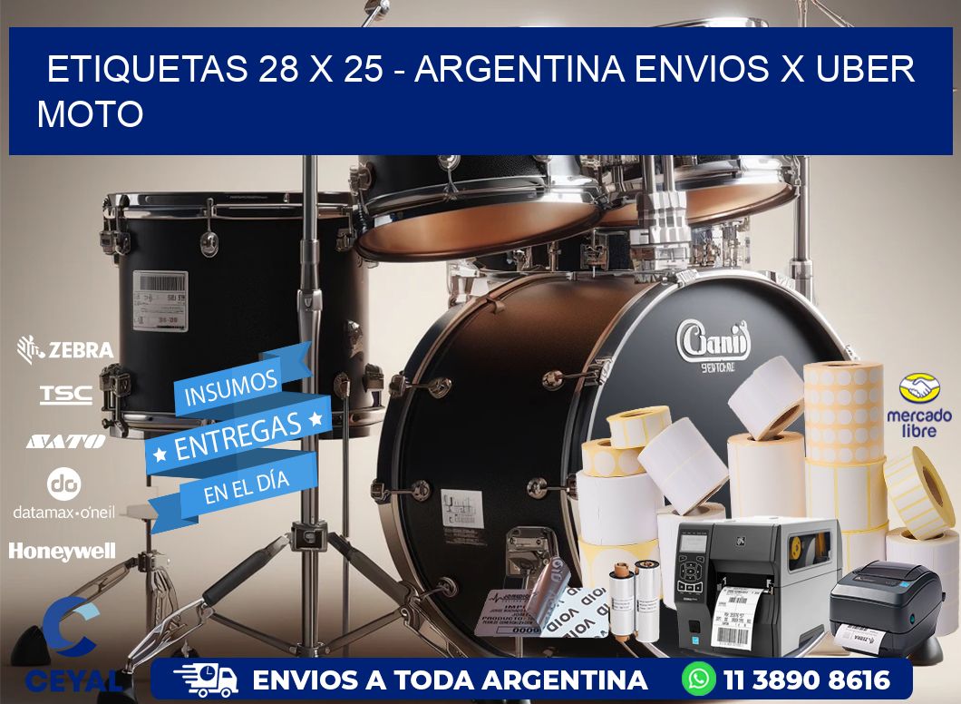 ETIQUETAS 28 x 25 - ARGENTINA ENVIOS X UBER MOTO