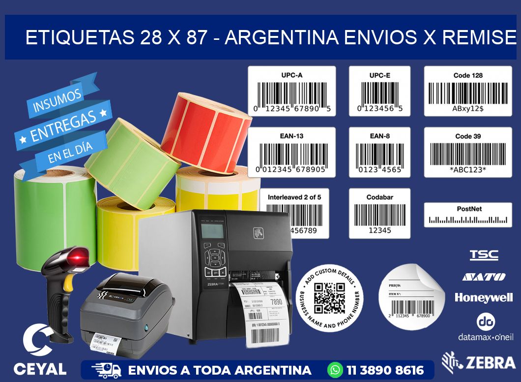 ETIQUETAS 28 x 87 - ARGENTINA ENVIOS X REMISE