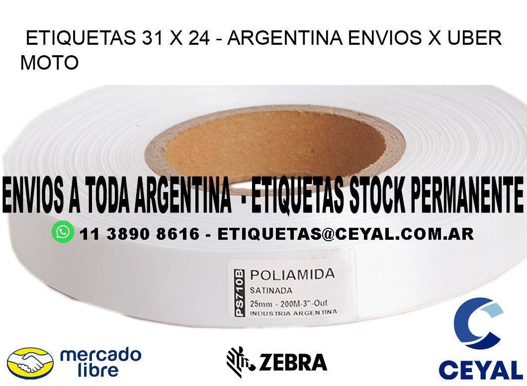 ETIQUETAS 31 x 24 - ARGENTINA ENVIOS X UBER MOTO